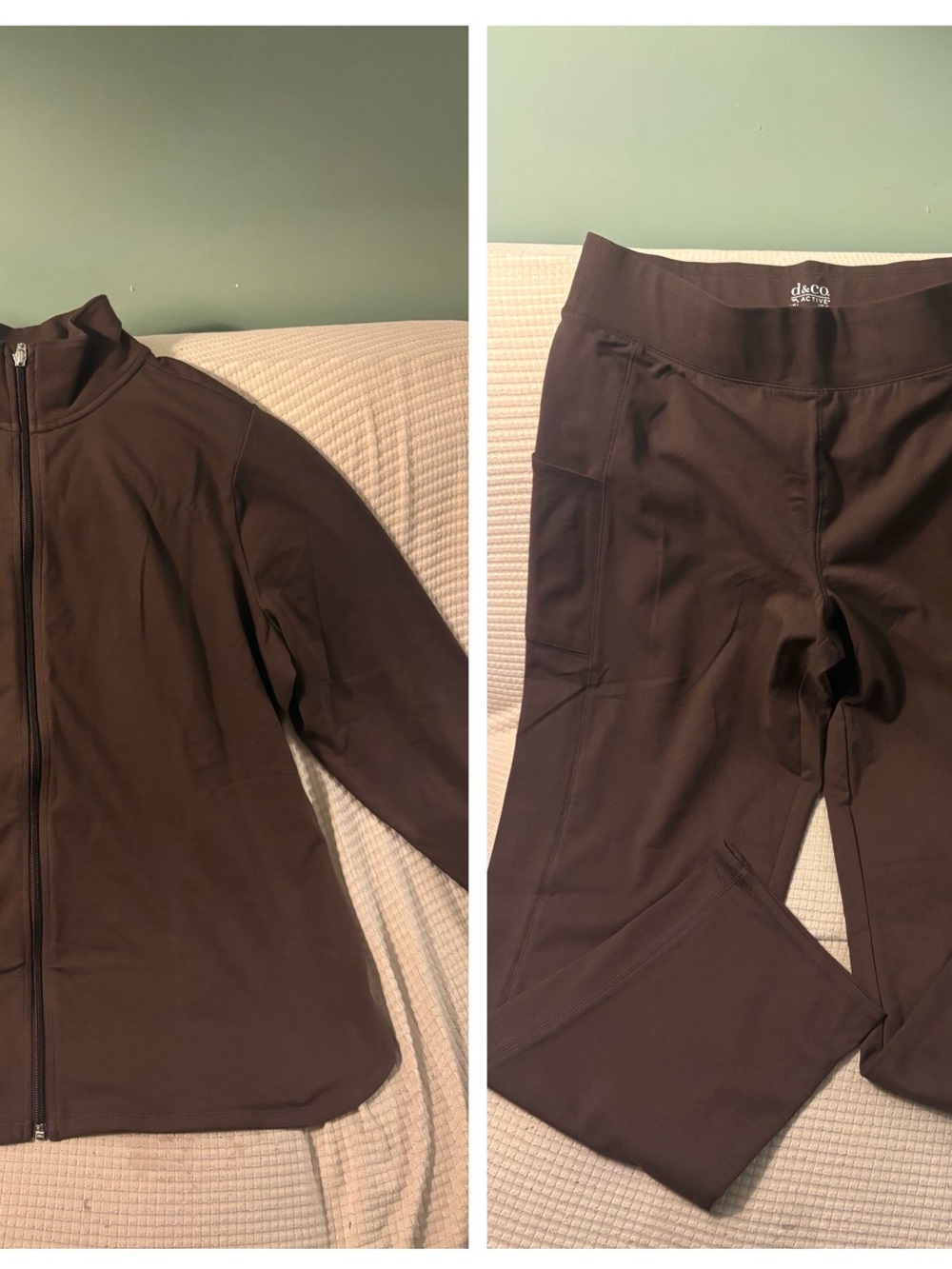 NWOT D&Co. Women’s 2-Piece Activewear Set - Mock Neck Jacket & Leggings Size L